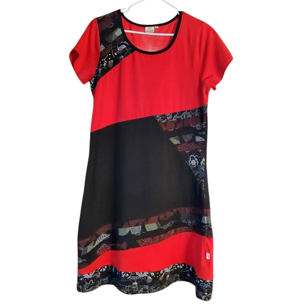 Leopards & Roses Vibrant Red and Black Patterned Dress